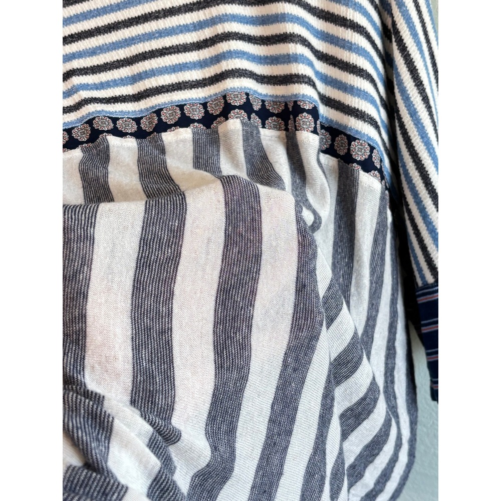 We The Free Patchwork Stripe Top Large Oversized Dolman High-Low Breezy Artsy - Picture 8 of 10